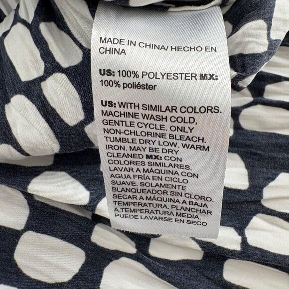 Chicos Blouse Size 3 US 16 Black White Abstract Print Ruffle Neck Sleeve - Picture 6 of 9